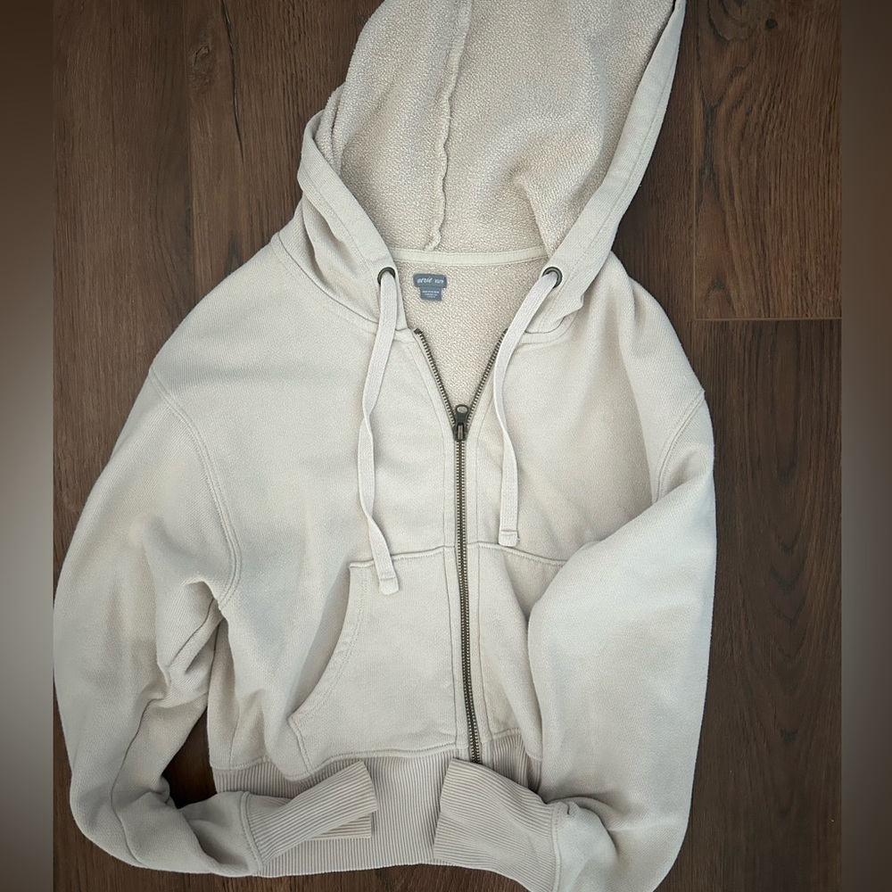 Aerie Cream Zip-Up Hoodie